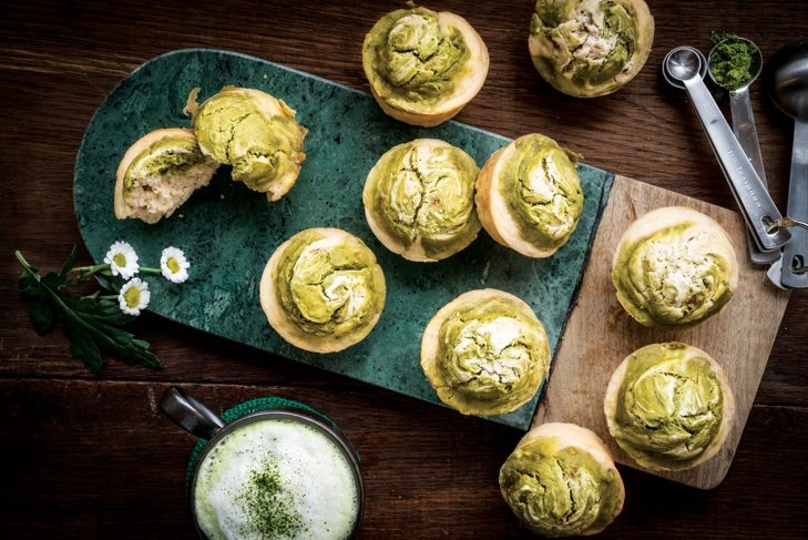 Matcha Swirl Banana Muffins