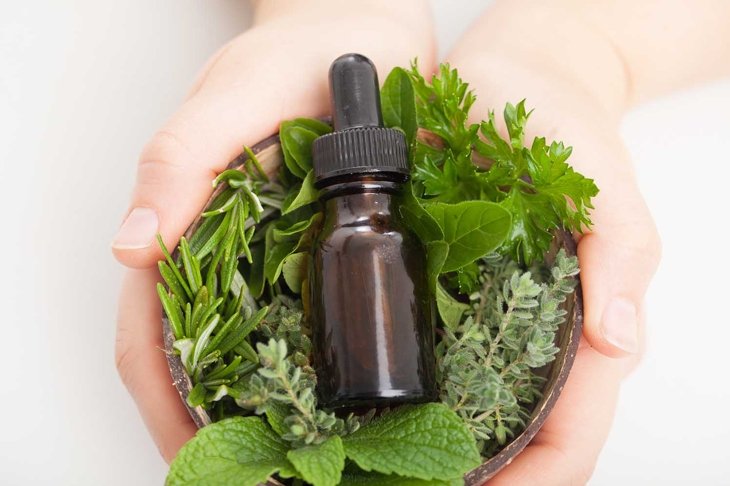 Close up of essential oil bottle